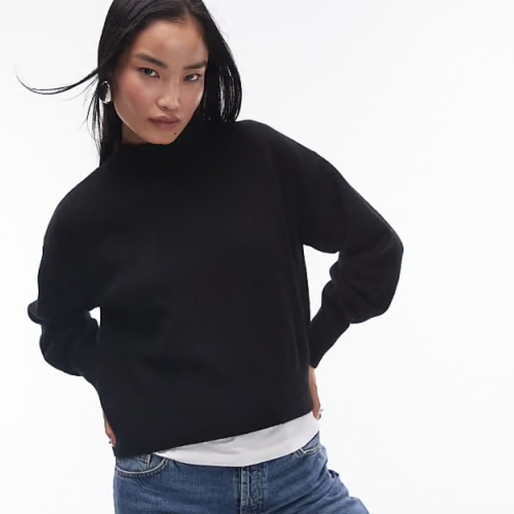 & Other Stories Women's Mock-Neck Knit Sweater in black (size XS)